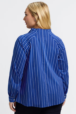 Daphne Plus Classic Wide Stripe Long Sleeve Popover Shirt