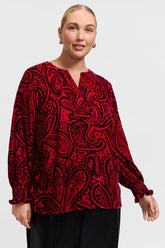 Alicia Plus Velvet Paisley Long Sleeve Popover Shirt
