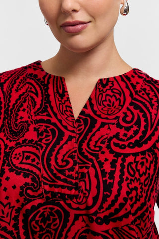 Alicia Plus Velvet Paisley Long Sleeve Popover Shirt