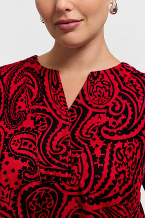 Alicia Plus Velvet Paisley Long Sleeve Popover Shirt