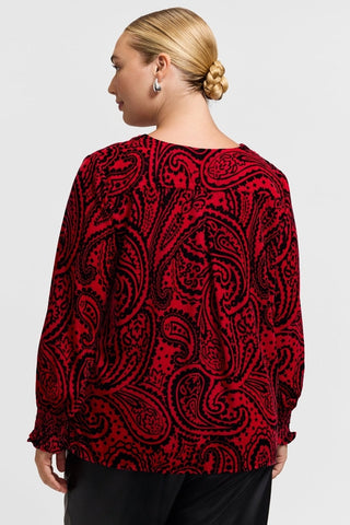 Alicia Plus Velvet Paisley Long Sleeve Popover Shirt