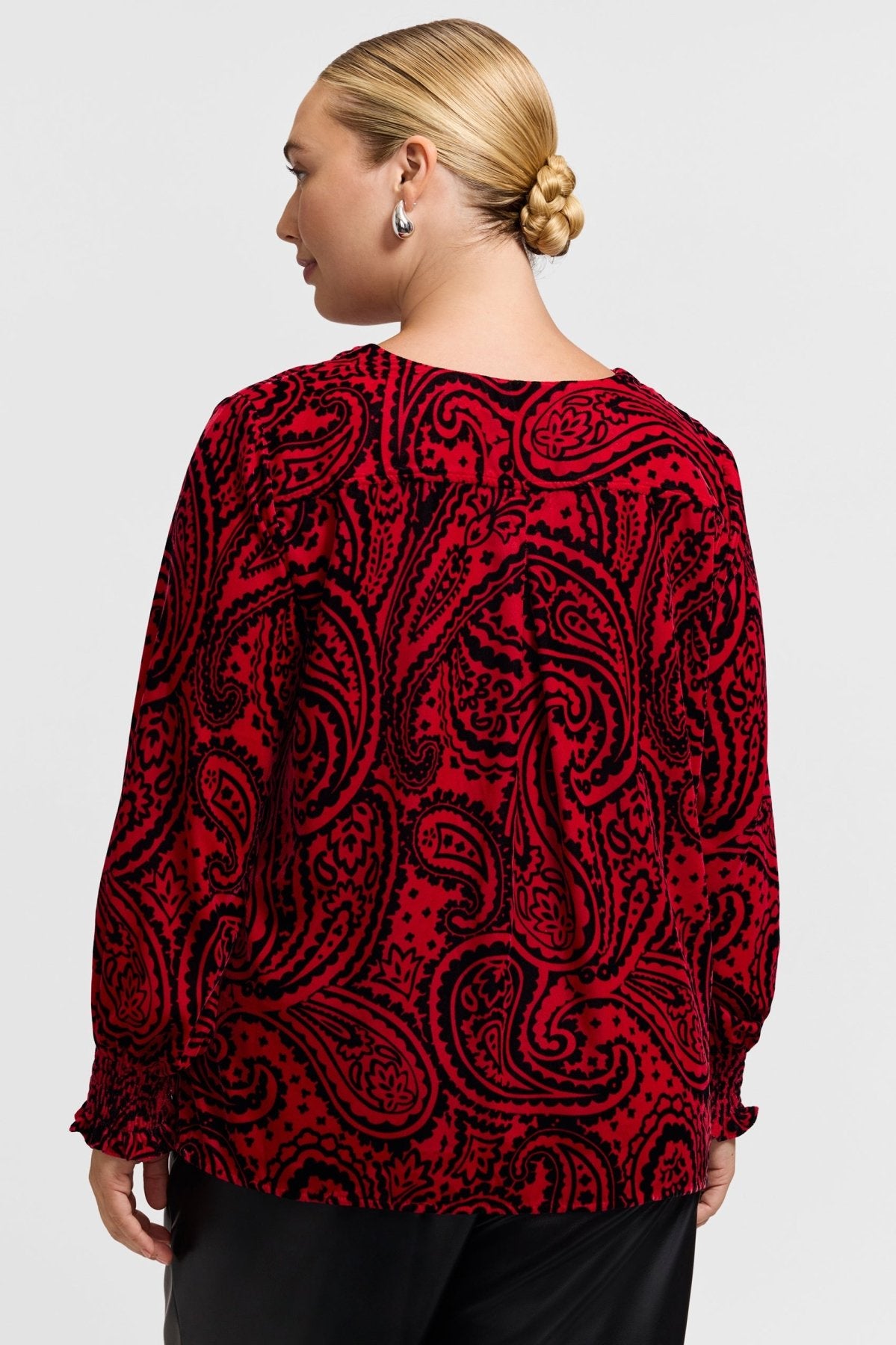 Alicia Plus Velvet Paisley Long Sleeve Popover Shirt