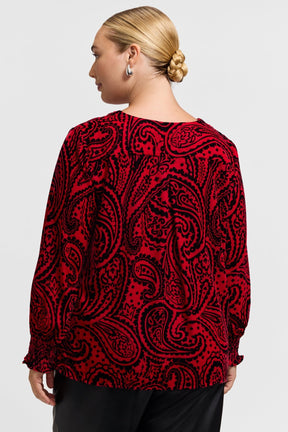 Alicia Plus Velvet Paisley Long Sleeve Popover Shirt