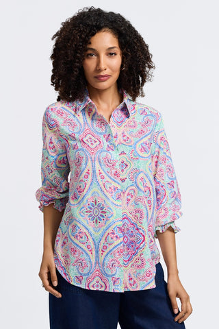 Olivia Paisley Linen 3/4 Sleeve Shirt