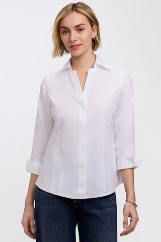 Taylor Petite No Iron Pinpoint 3/4 Sleeve Shirt