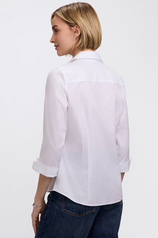 Taylor Petite No Iron Pinpoint 3/4 Sleeve Shirt