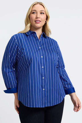 Margie Plus Classic Wide Stripe Long Sleeve Shirt