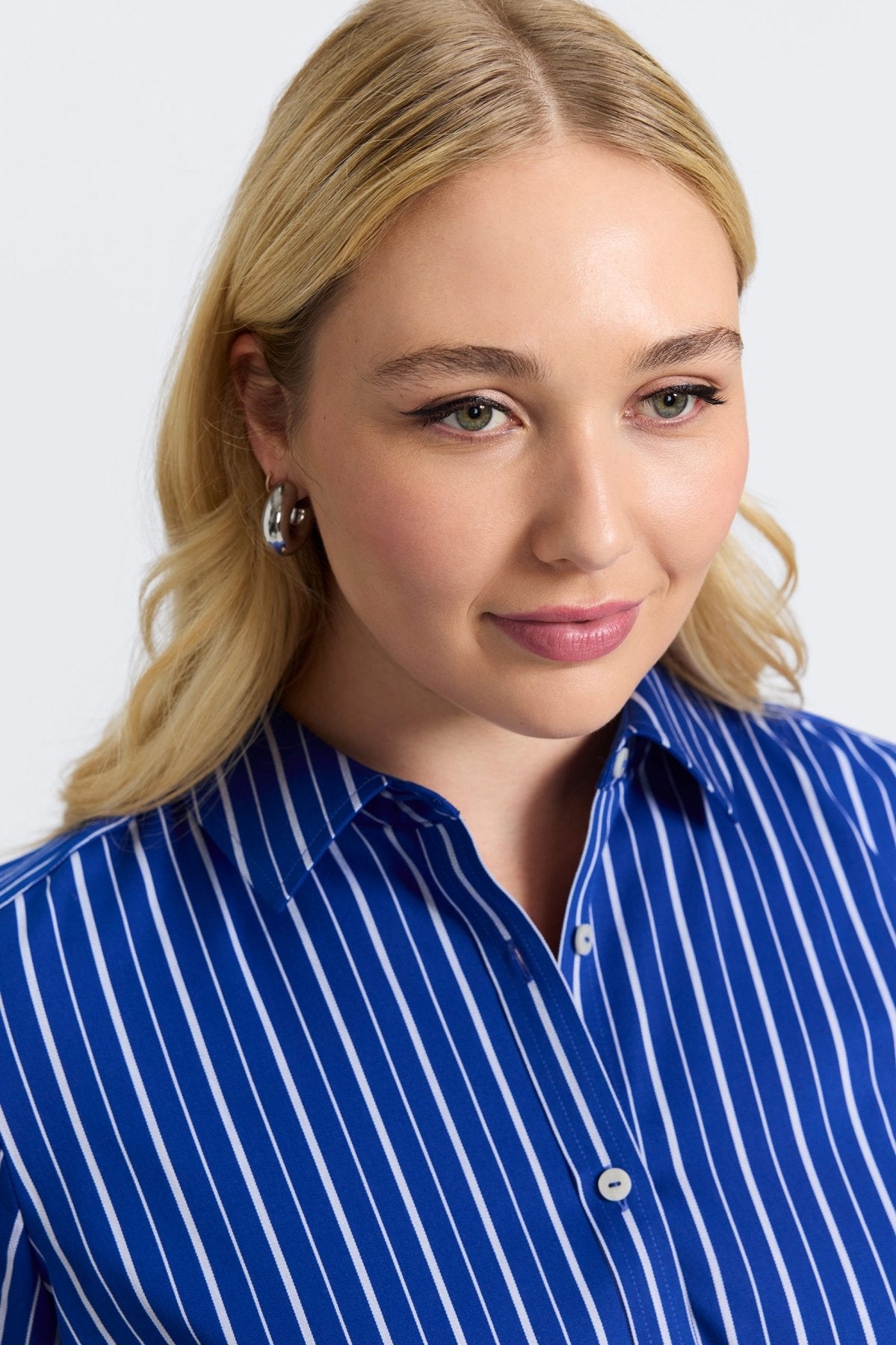 Margie Plus Classic Wide Stripe Long Sleeve Shirt