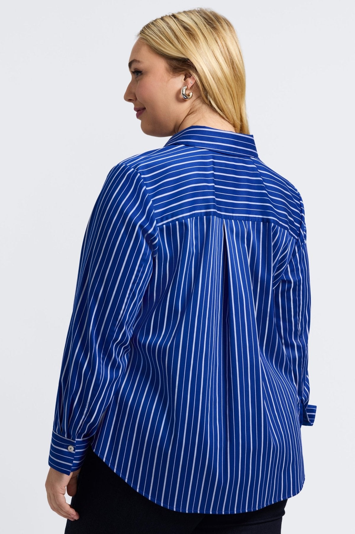 Margie Plus Classic Wide Stripe Long Sleeve Shirt