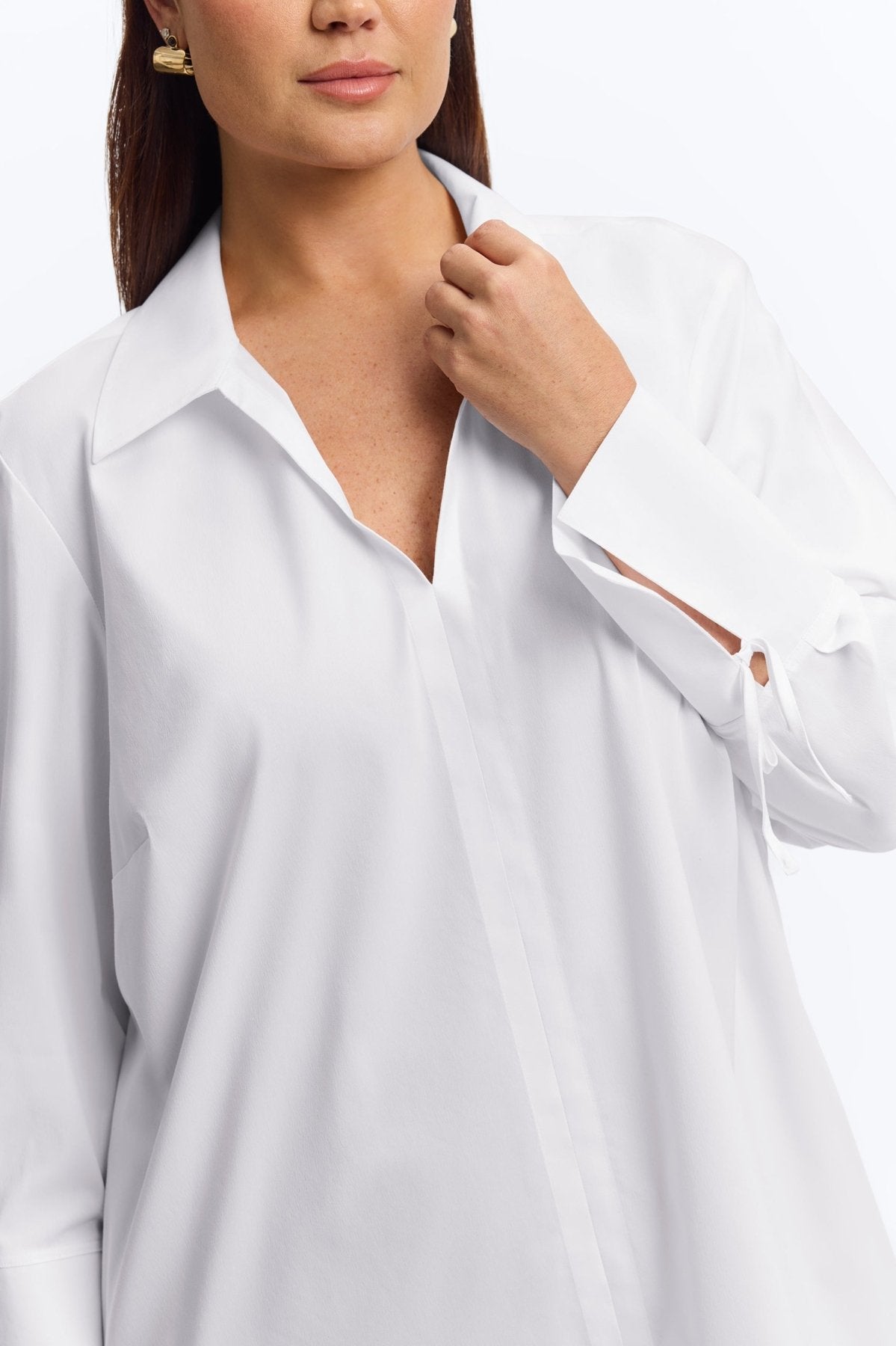 Carla Plus No Iron Stretch Long Sleeve Popover Shirt