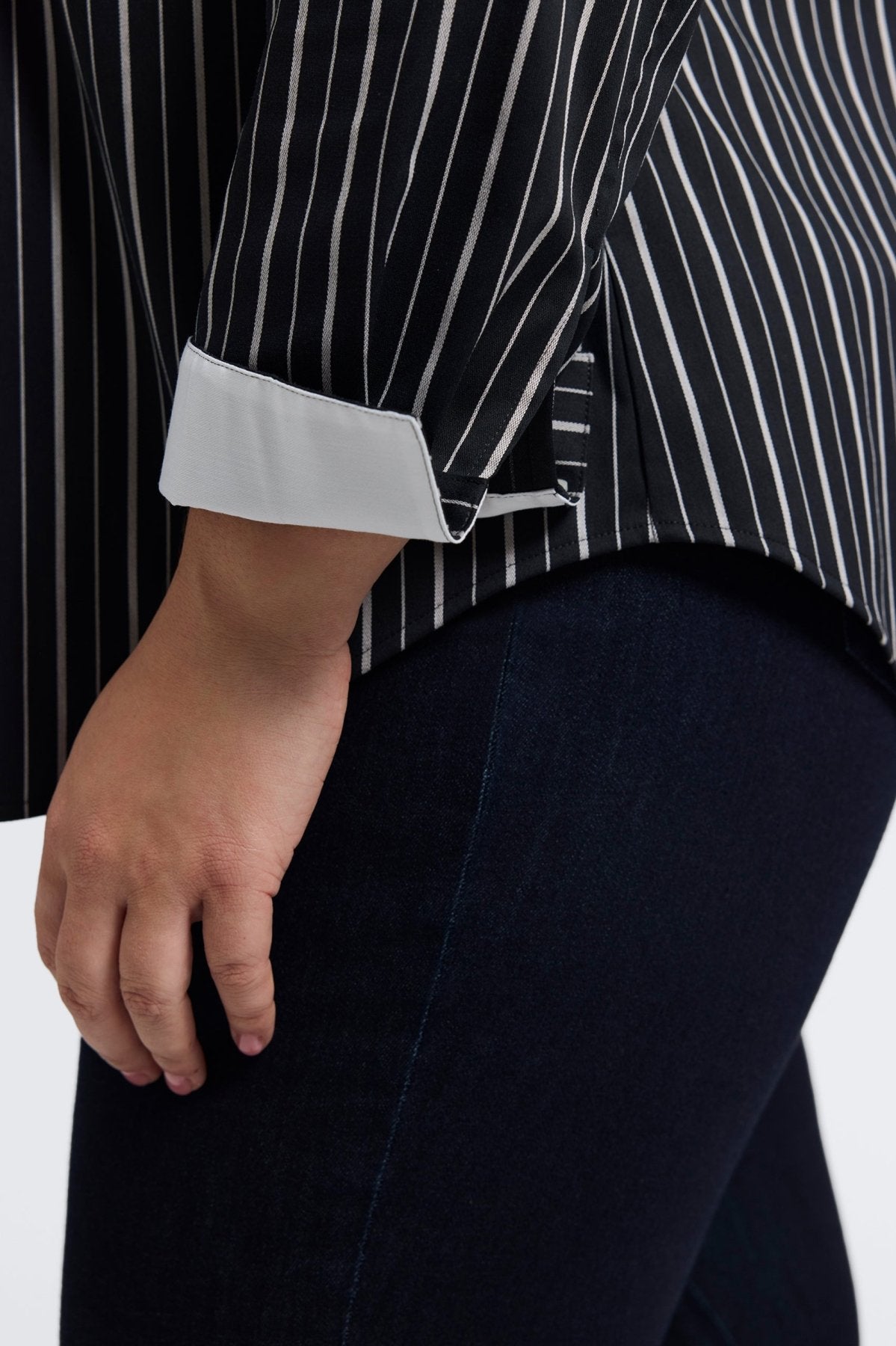 Margie Plus Classic Wide Stripe Long Sleeve Shirt