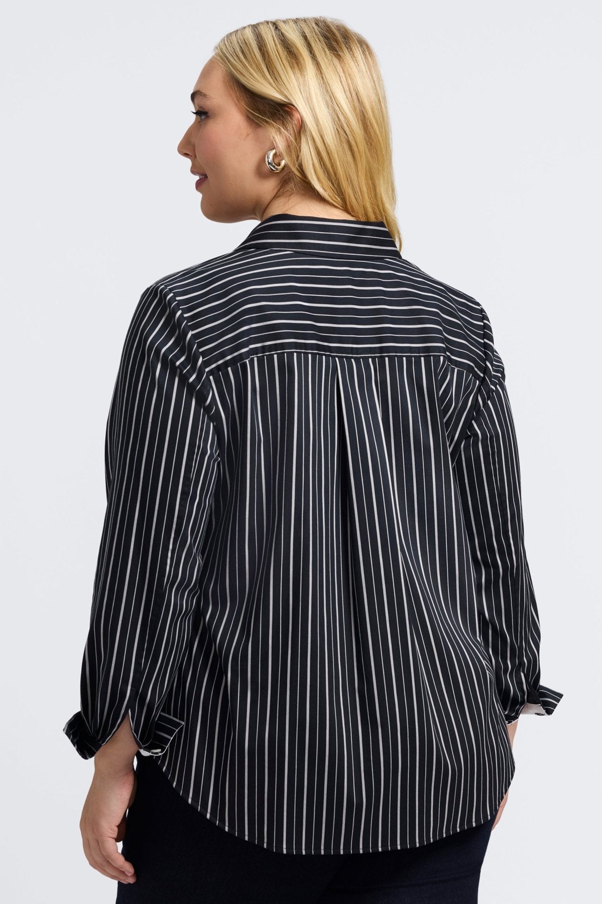 Margie Plus Classic Wide Stripe Long Sleeve Shirt