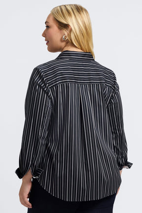 Margie Plus Classic Wide Stripe Long Sleeve Shirt