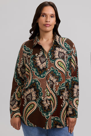 Meghan Plus Autumn Paisley Long Sleeve Shirt