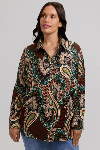 Meghan Plus Autumn Paisley Long Sleeve Shirt