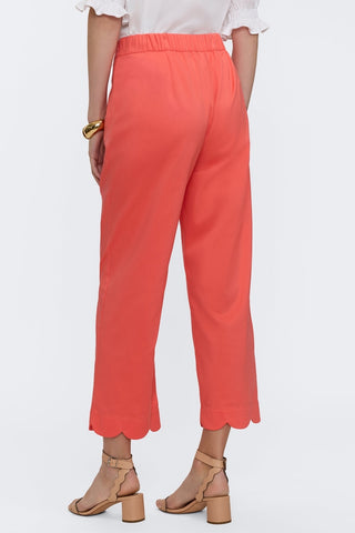 Back  angled view of capris showing some of the elastic waistband #color_georgia peach