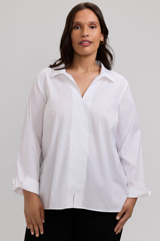 Agnes Plus No Iron Stretch Long Sleeve Popover Shirt
