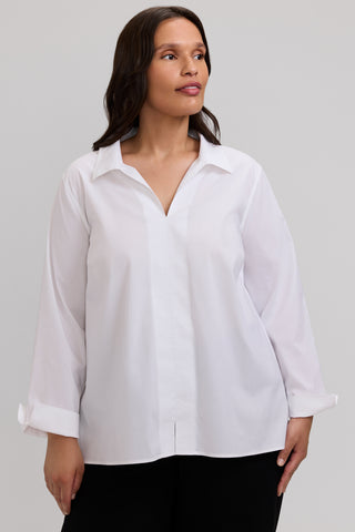 Agnes Plus No Iron Stretch Long Sleeve Popover Shirt