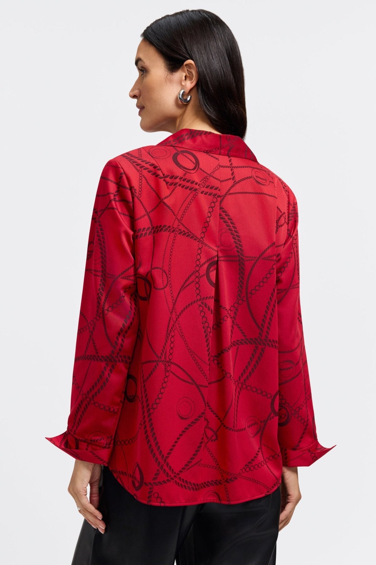 Agnes Chain Stripe Jacquard Long Sleeve Popover Shirt