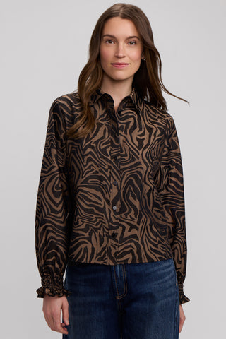 Vivienne Zebra Jacquard Long Sleeve Short Shirt