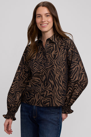 Vivienne Zebra Jacquard Long Sleeve Short Shirt