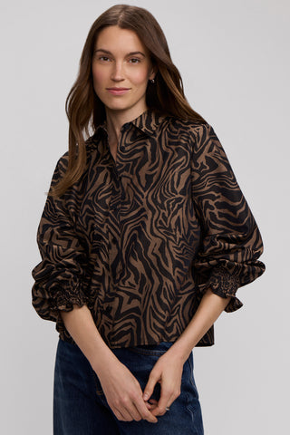 Vivienne Zebra Jacquard Long Sleeve Short Shirt
