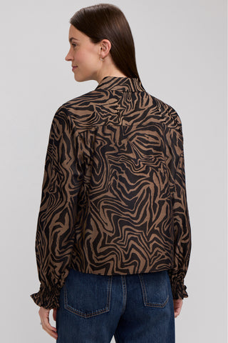 Vivienne Zebra Jacquard Long Sleeve Short Shirt