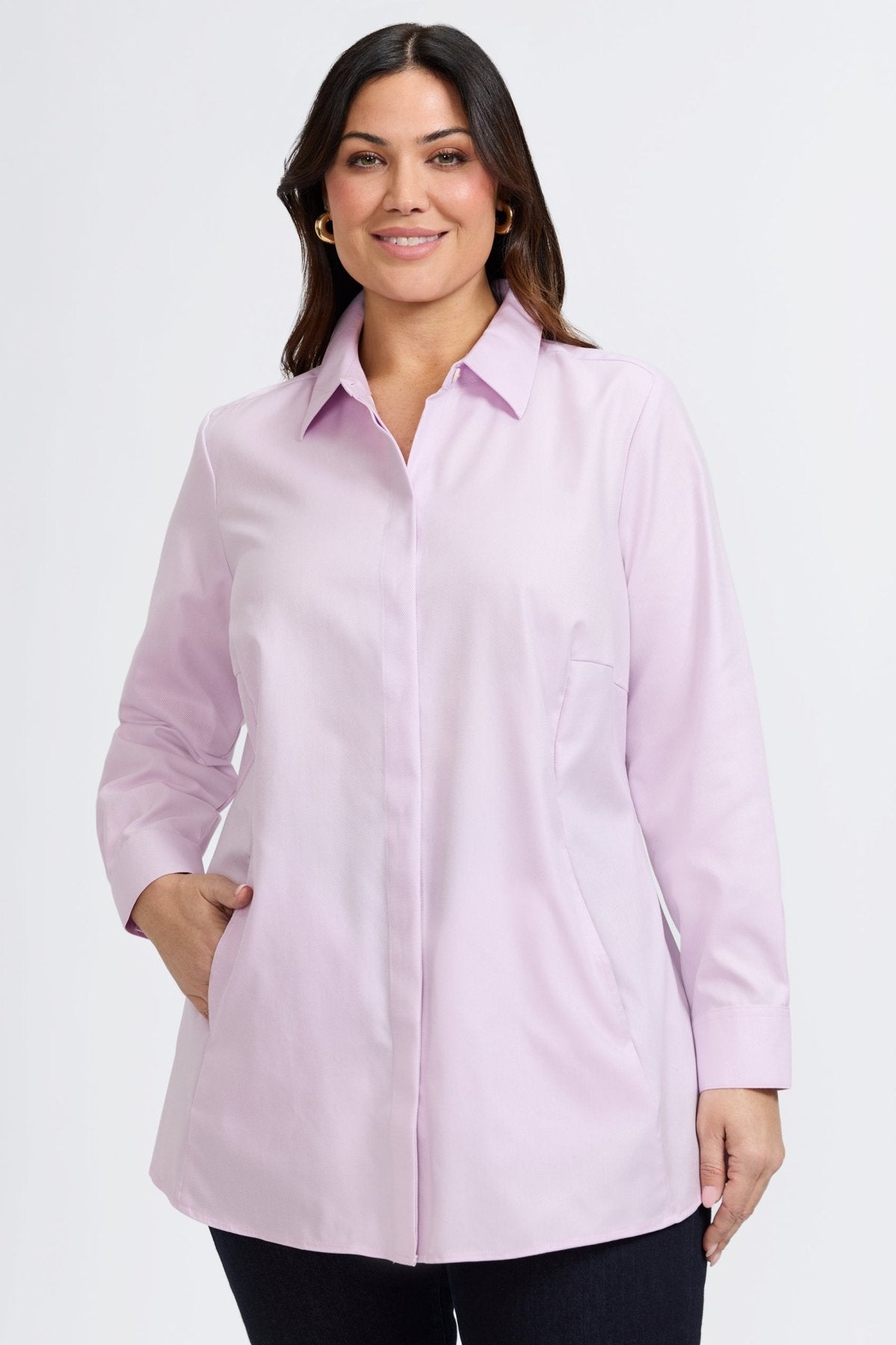 Cici Plus Cavalry Twill Long Sleeve Tunic