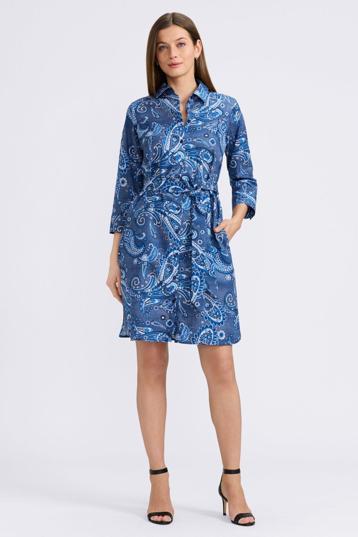Rocca Denim Paisley 3/4 Sleeve Dress