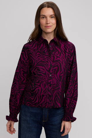 Vivienne Zebra Jacquard Long Sleeve Short Shirt