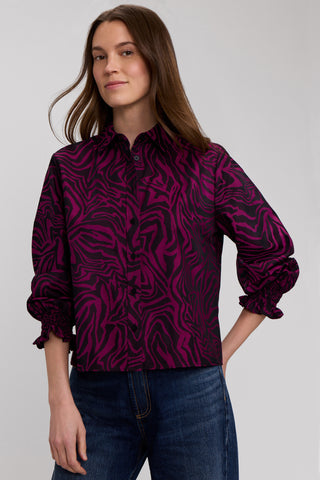 Vivienne Zebra Jacquard Long Sleeve Short Shirt