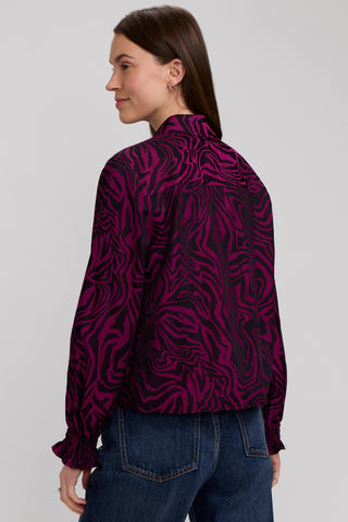 Vivienne Zebra Jacquard Long Sleeve Short Shirt