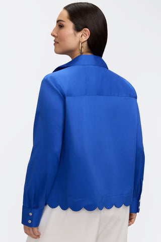 Back view of the Scarlett Plus Stretch Matte Sateen Long Sleeve Shirt