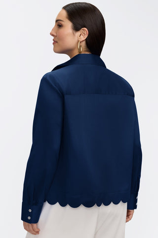 Back view of the Scarlett Plus Stretch Matte Sateen Long Sleeve Shirt