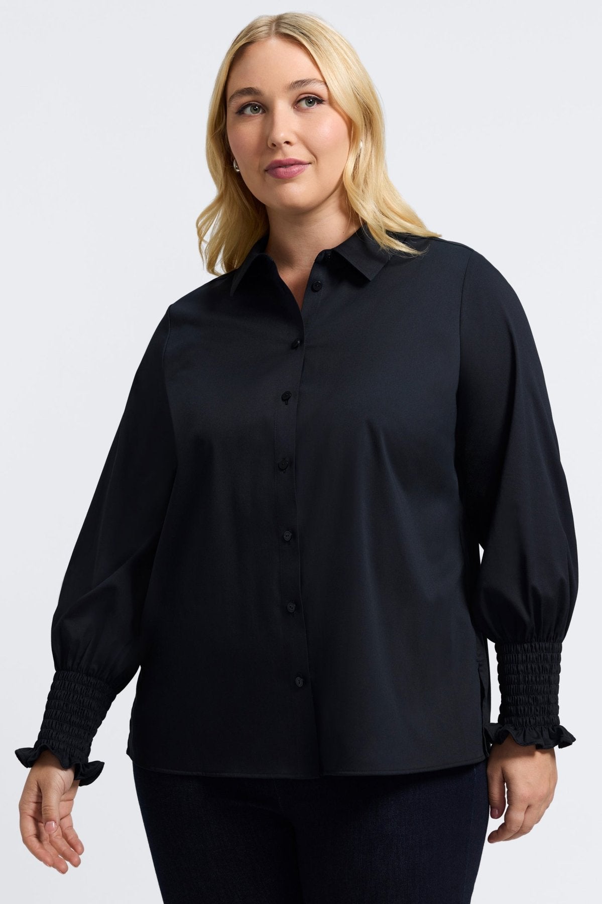 Avril Plus Stretch Matte Sateen Long Sleeve Shirt