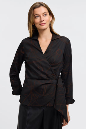 Salina Chain Stripe Jacquard Long Sleeve Popover Shirt