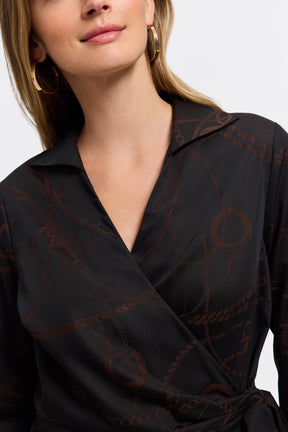 Salina Chain Stripe Jacquard Long Sleeve Popover Shirt