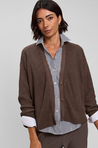 Cotton Blend V-Neck Cardigan