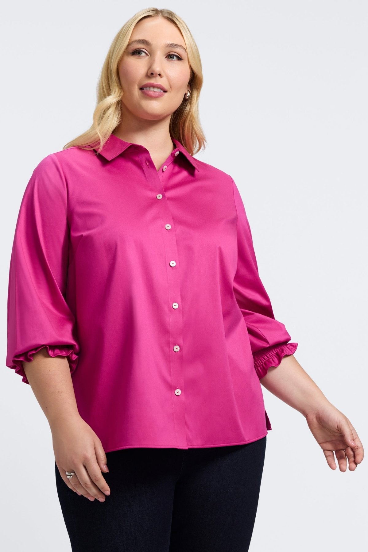 Avril Plus Stretch Matte Sateen Long Sleeve Shirt