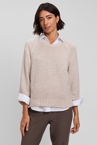 Abstract Tonal Cotton Crew Neck Sweater