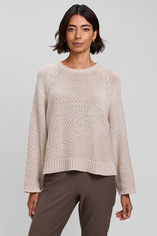 Abstract Tonal Cotton Crew Neck Sweater