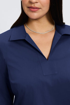 Julia Plus No Iron Stretch Cotton 3/4 Sleeve Popover Shirt