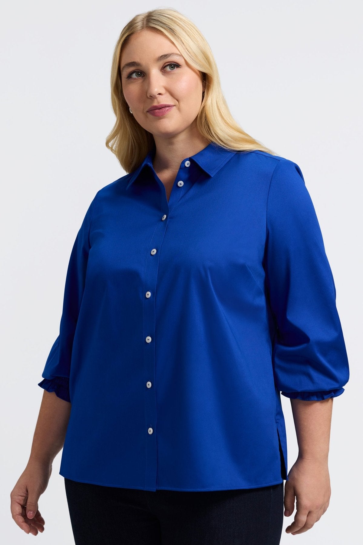Avril Plus Stretch Matte Sateen Long Sleeve Shirt