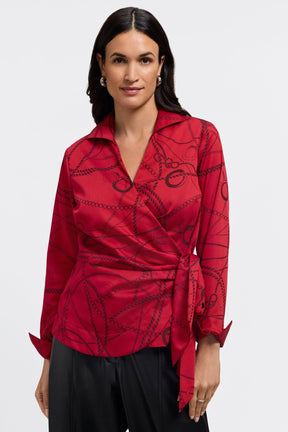 Salina Chain Stripe Jacquard Long Sleeve Popover Shirt