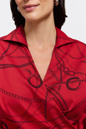Salina Chain Stripe Jacquard Long Sleeve Popover Shirt