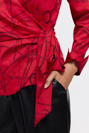 Salina Chain Stripe Jacquard Long Sleeve Popover Shirt