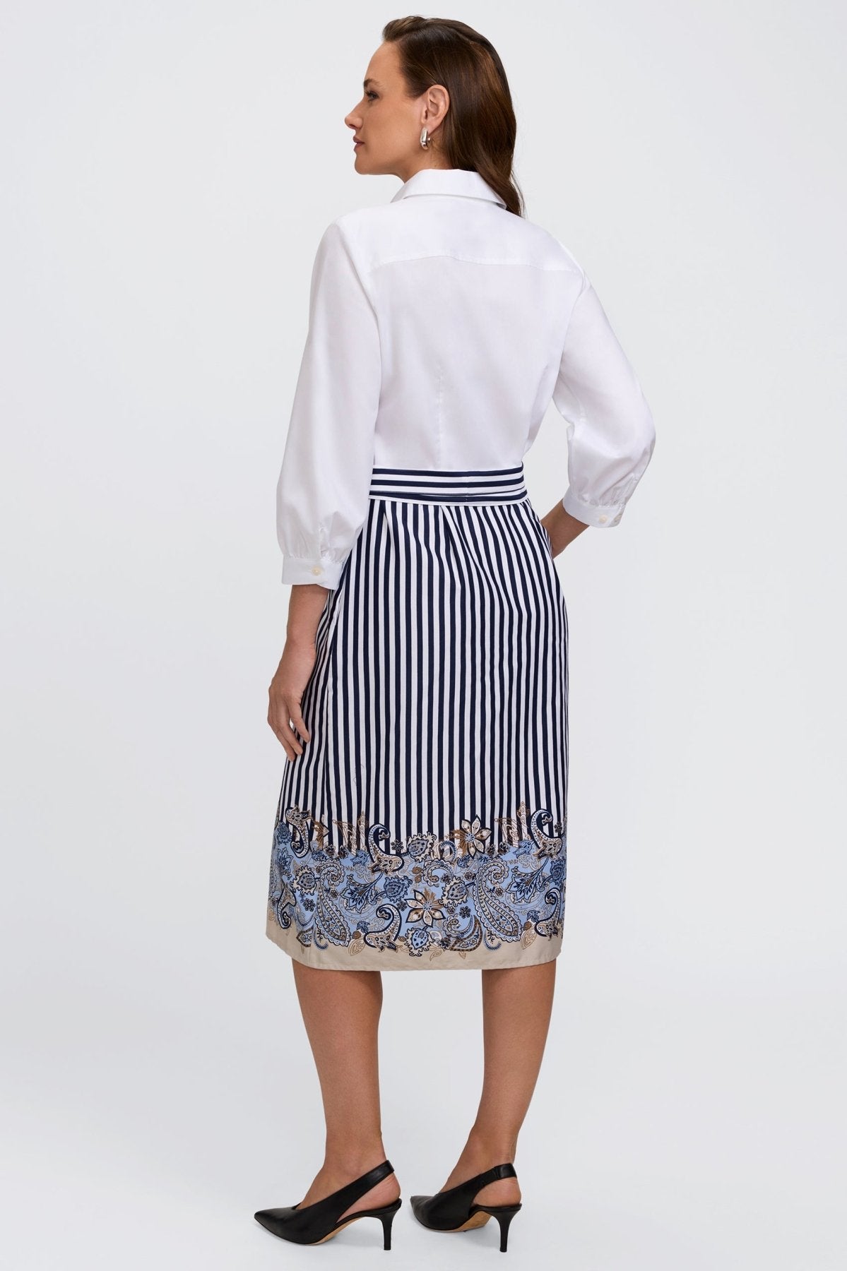 Esther Stripe Paisley 3/4 Sleeve Dress