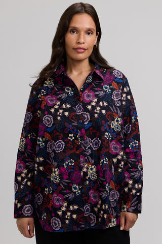 Meghan Plus Autumn Floral Long Sleeve Shirt