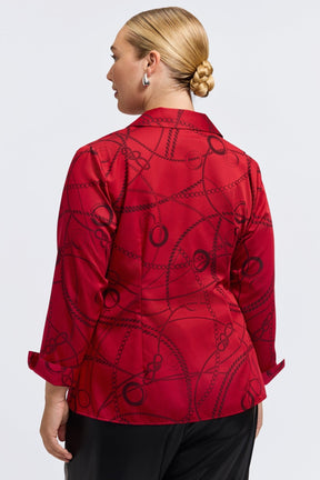 Salina Plus Chain Stripe Jacquard Long Sleeve Popover Shirt