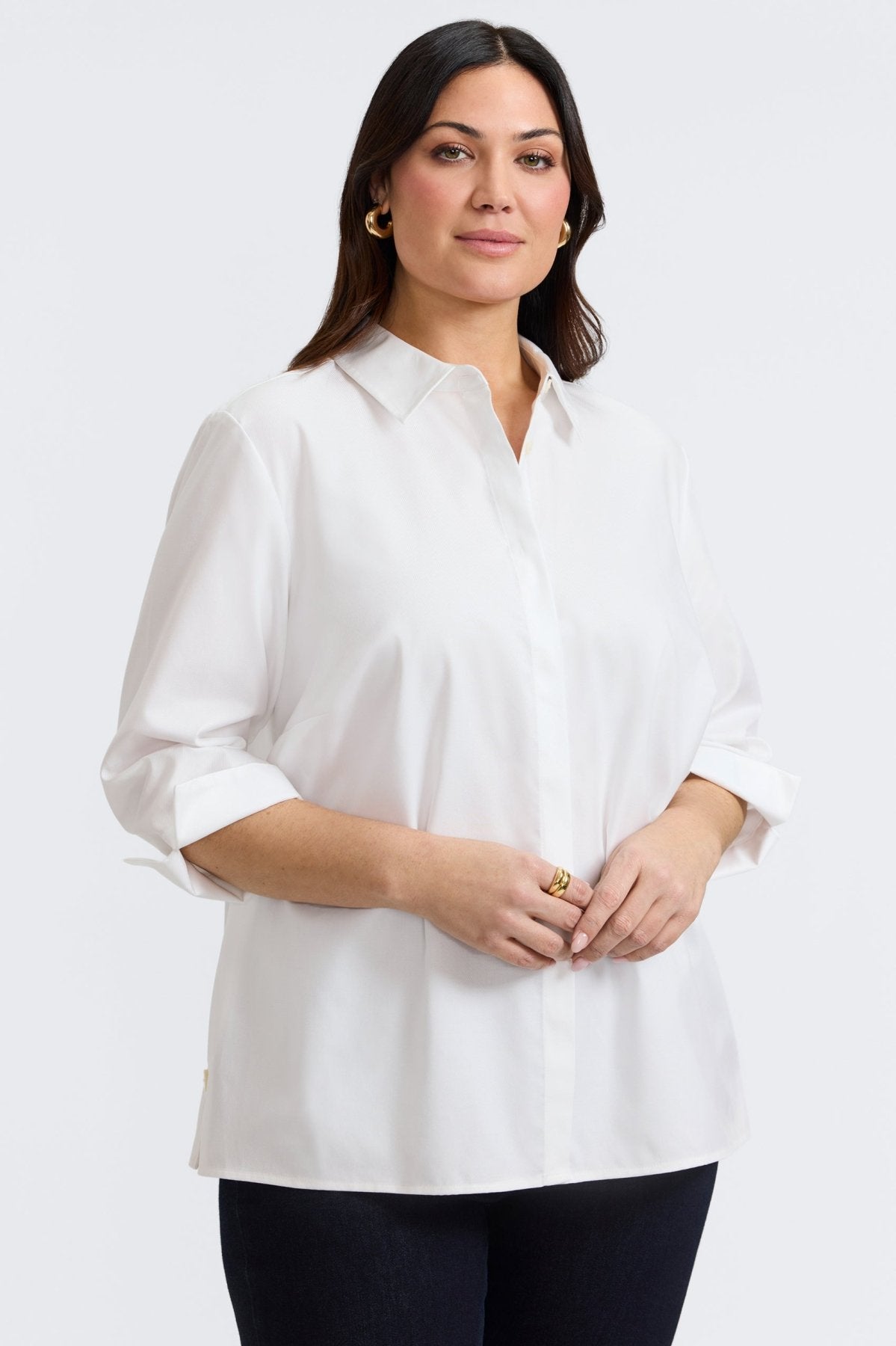 Beatrice Plus Cavalry Twill 3/4 Sleeve Shirt
